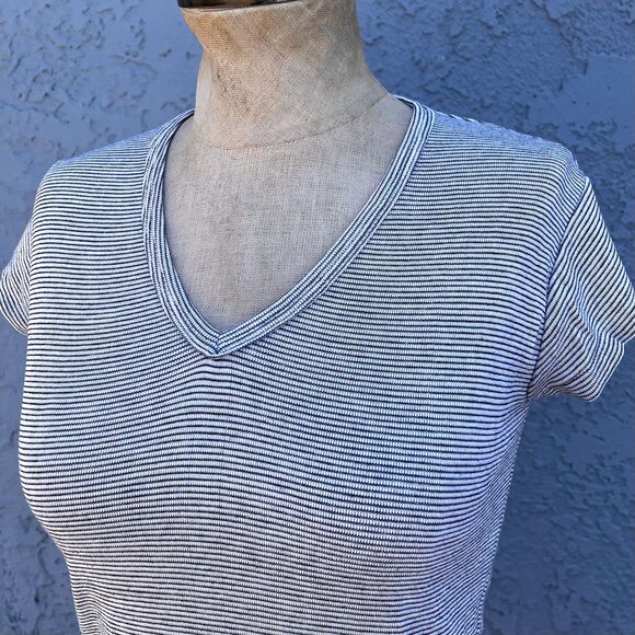 1980s Striped Baby tee Size M/L Retro T-shirt Scoop neck - Picture 3 of 10